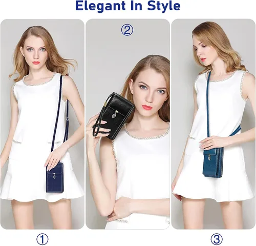 Vista 6 de HUANLANG Bolsos cruzados pequeños para teléfono celular de cuero para mujer