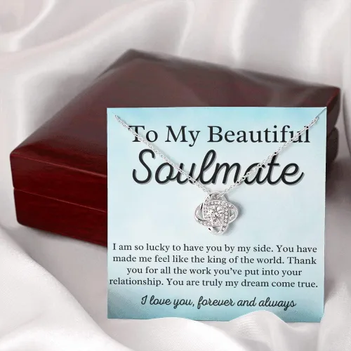 Vista 7 de to My Soulmate Love Knot Necklace - My Lovely Wife, Gifts for Girlfriend, Romantic Gifts for Her from Husband to Wife, Valentine's Day, for Wife WF5