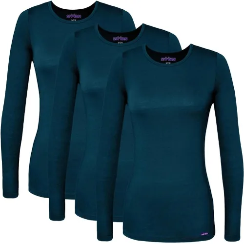 Vista 21 de Sivvan 3-Pack Women's Long-Sleeve Comfort Underscrub Tee, Scrubs Undershirts Aguamarina (Aquamarine)