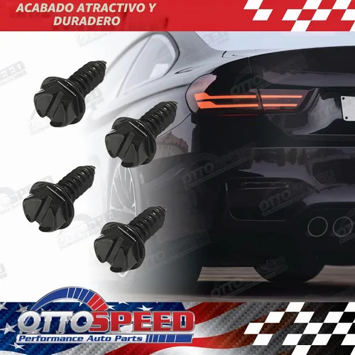 Vista 2 de Kit de tornillos para placa de matrícula - Negro, sujetadores de estilo OEM con retenedores de tornillo de nailon para montar placas de matrícula
