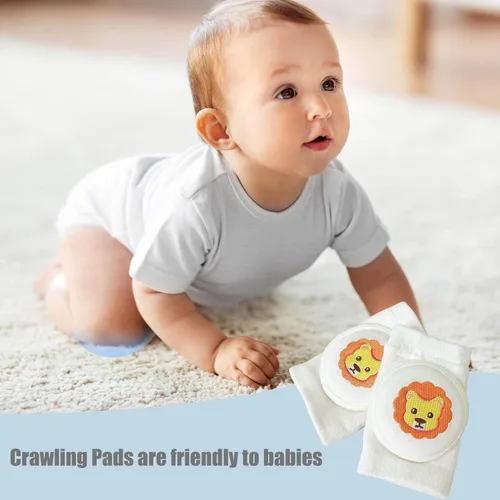 Vista 3 de Rodillera para bebé, rodillera antideslizante para gatear, protectores de rodilla elásticos ajustables para niños, rodillera de algodón suave
