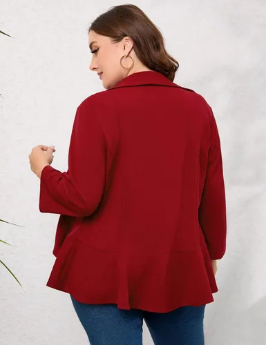 Vista 4 de KOJOOIN Chaqueta casual de manga larga para mujer, talla grande, chaqueta de trabajo y oficina, chaqueta de traje
