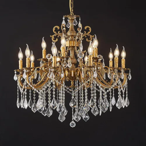 Vista 8 de Candelabros clásicos de cristal estilo vela tradicional de 6 luces para comedor, sala de estar, dormitorio, entrada, acabado dorado antiguo