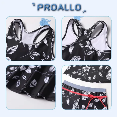 Vista 3 de PROALLO Traje de baño de verano para niñas pequeñas, traje de baño de dos piezas tipo tankini