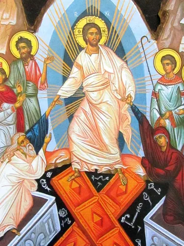 Vista 6 de Icono de madera griego cristiano ortodoxo de madera de la resurrección de Jesucristo / K4
