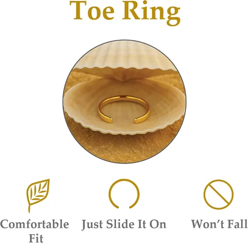 Vista 5 de Anillo de dedo del pie con relleno de oro de 14 quilates, grosor de calibre 20 y 0.276 in de diámetro, anillo de dedo del pie para mujer