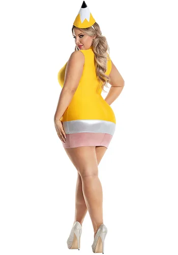 Vista 2 de Disfraz de Lápiz Bonito para Mujer Talla Plus Multicolor