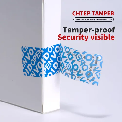 Vista 6 de ChtepTamper Etiquetas de seguridad a prueba de manipulaciones, azules, 0.8 x 2.4 pulgadas