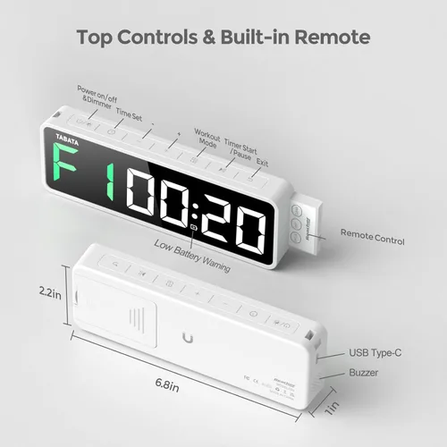 Vista 8 de REACHER Reloj portátil con temporizador de gimnasio para garaje en casa, cuenta regresiva/arriba, cronómetro, temporizador de intervalos