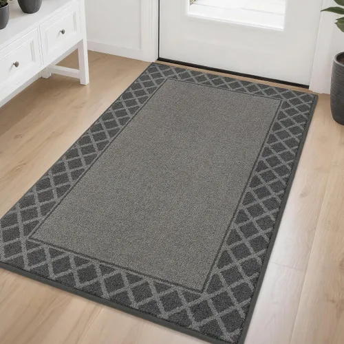 Vista 26 de BEQHAUSE Tapete para puerta atrapador de suciedad, antideslizante, absorbente, de bienvenida, de bajo perfil, lavable, para patas fangosas, entrada