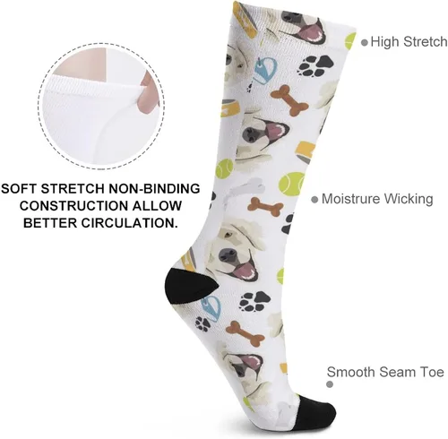 Vista 5 de FunnyStar Smiling Dog Golden Retriever - Calcetines de compresión hasta la rodilla para mujeres y hombres, para ocio de fiesta