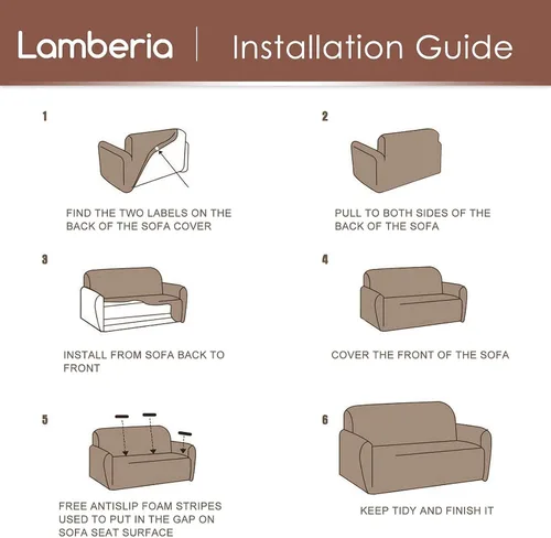 Vista 7 de Lamberia Funda de sofá de alta elasticidad para sofá de 3 cojines, 4 piezas, gruesa y lavable, funda de sofá jacquard de felpa, protector de muebles