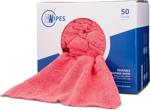 Vista 10 de Toallas de microfibra negras Trapos reutilizables de MWipes 50 trapos en una caja Superabsorbentes, lavables a máquina cientos de veces