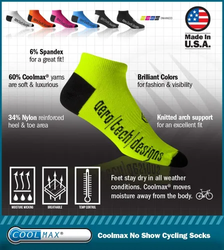 Vista 2 de Calcetines deportivos Coolmax, corte bajo, invisibles, fabricados en Estados Unidos