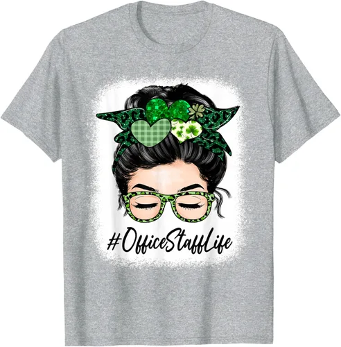 Vista 9 de Office Staff - Camiseta de trébol para mujer, diseño de moño desordenado, Verde