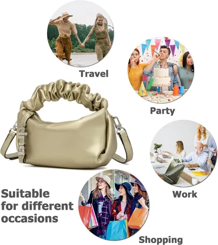 Vista 6 de KingTo Bolso pequeño de hombro para mujer, bolso de mano suave de diseñador en la nube, bolso cruzado ligero