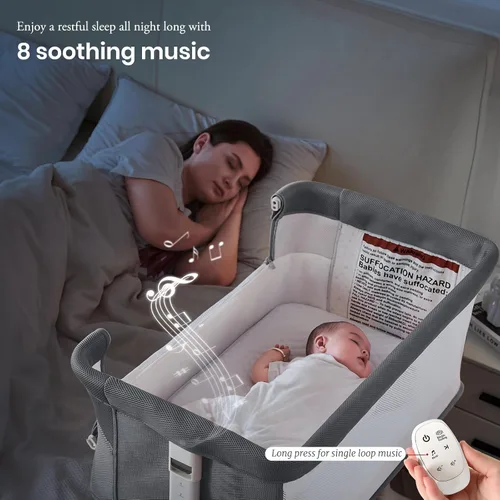 Vista 3 de VaVaSoo Moisés mecedor para bebé, moisés eléctrico automático junto a la cama, durmiente junto a la cama para bebé de 5 alturas ajustables