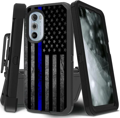 Vista 47 de Funda para Motorola Edge 2021 / Moto Edge 5G UW, protección resistente de 3 capas híbridas a prueba de golpes con funda de clip para cinturón