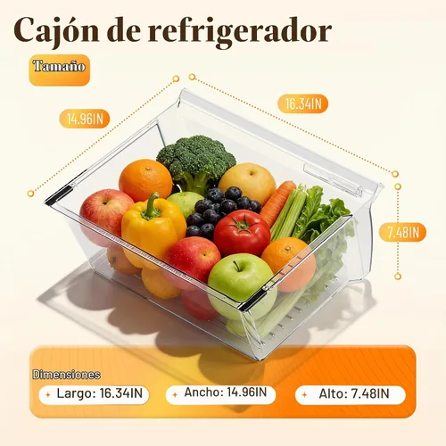 Vista 3 de Kojem 2188656 Cajón de Repuesto para Vegetales (Superior) Compatible con Refrigerador Whirlpool Kenmore con Control de Humedad, Plástico (PS)