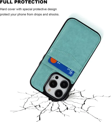 Vista 6 de KIHUWEY Compatible con iPhone 14 Pro Funda Cartera con Tapa con Soporte para Tarjetas de Crédito, Cuero Premium con Cierre Magnético, Función Atril