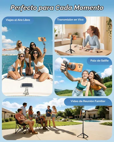 Vista 9 de 【Máximo 17"】 Mini trípode magnético MRGLAS Selfie Stick para iPhone Negro