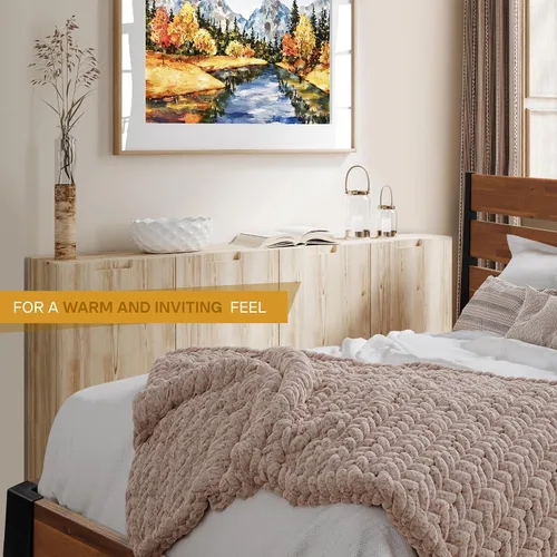 Vista 7 de Acacia Emery - Marco de cama con cabecero, cama de plataforma de madera 100% maciza, estilo de cama escandinavo con todos los colchones Americano
