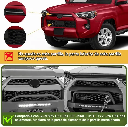 Vista 3 de 4 piezas de luces LED Amber para parrilla de 2014-2019 Toyota 4runner TRD Pro SR5 Off-Road Limited, luces Raptor para 4Runner TRD Pro 2020-2024 solo