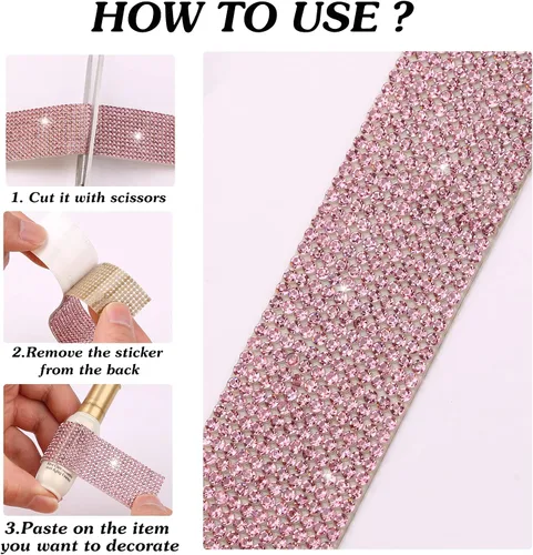 Vista 2 de Cinta de cristal autoadhesiva, calcomanías de diamantes de imitación para envoltura de regalos, manualidades, proyectos de decoración, bodas