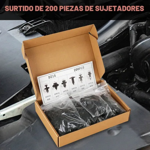 Vista 3 de DNA Motoring 200 piezas Clips de Retención de Empuje para Automóvil Clips de Parachoques, Tamaños Universales Clips de Panel de Empuje de Plástico
