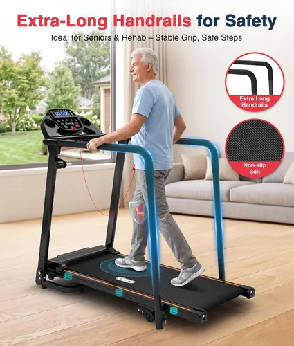 Vista 9 de Redliro Cinta de correr para personas mayores con pasamanos largos black
