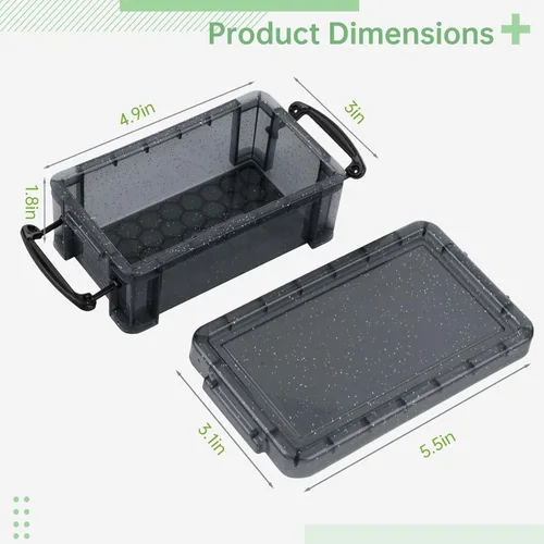 Vista 4 de Mini recipientes de almacenamiento de plástico con tapas de bloqueo, 6 cajas de plástico pequeñas de 5.4 x 3 x 2 pulgadas, cajas de colores surtidos