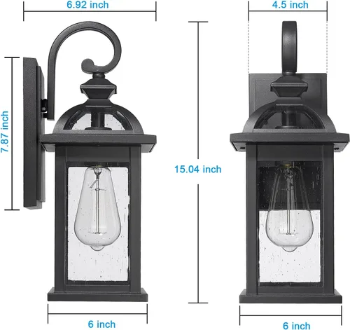 Vista 4 de Darkaway Lámparas de pared para exteriores, paquete de 2 con lámpara colgante para exteriores, para porche, patio, jardín
