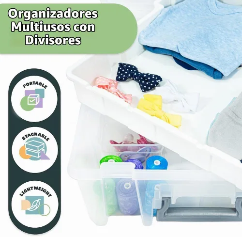 Vista 2 de Best Kept Super Satchel doble profundo con bandeja elevable, transparente
