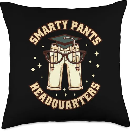Vista 4 de Elevate Your Intelligence in Style Smarty Pant Headquarters Leader School Throw Pillow, 16x16, Multicolor
