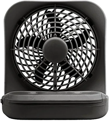 Vista 3 de O2COOL Treva ventilador de 5 pulgadas alimentado por batería, ventilador de escritorio portátil de 2 velocidades de enfriamiento con diseño compacto