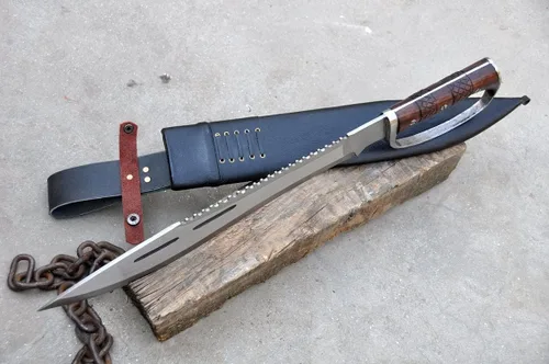 Vista 5 de Cuchillo Machete D-Guard de 18 pulgadas - Cuchillo Machete - Machete de Cuchilla Hecho a Mano - Equilibrio Templado Agua - Listo para usar