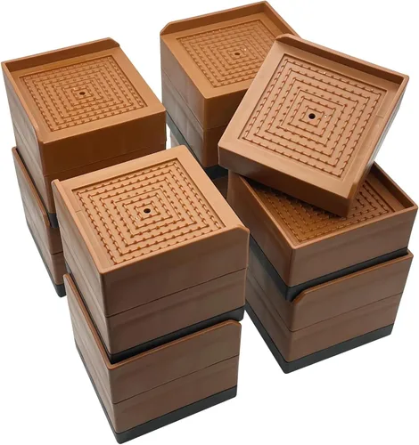 Vista 10 de Elevador de Cama, Bloques de Elevación de Muebles, Estabilizadores de 3 Pulgadas de Alta Resistencia para Cama, Sofá, Escritorio, Mesa, Soporte