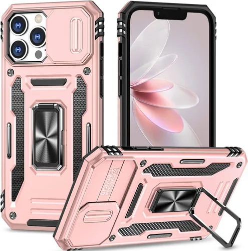Vista 23 de Funda para iPhone 12 Pro Max con cubierta deslizante para cámara, con soporte para anillo de dedo, soporte magnético para automóvil, para iPhone 12