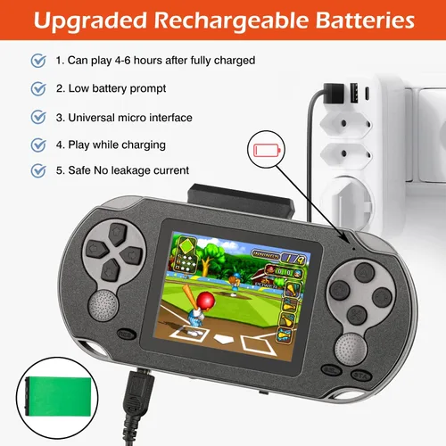 Vista 4 de TaddToy Juego de mano de 16 bits para niños y adultos, pantalla grande de 3.0 pulgadas precargada 230 HD videojuegos clásicos retro con batería