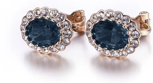 Vista 34 de Yoursfs Austria - Aretes de clip de cristal para mujer, chapados en oro de 18 quilates, joyería de moda con halo de circonita cúbica, aretes sin