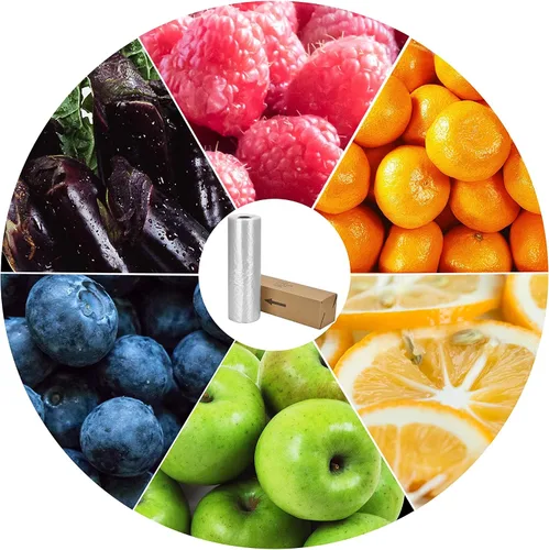 Vista 5 de BESTEASY Bolsas de rollo de almacenamiento de alimentos de 14 x 20 pulgadas, bolsas de plástico transparente en un rollo, bolsas de plástico