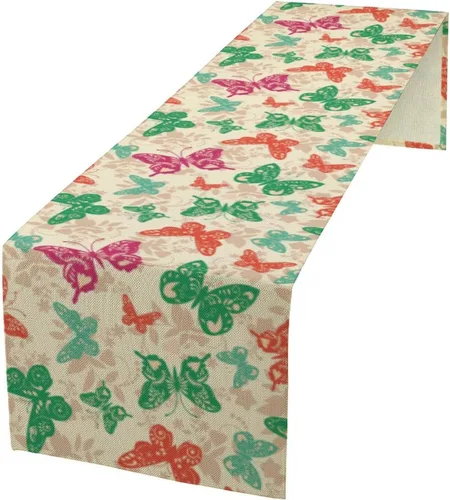 Vista 23 de Camino de mesa de mariposa, acuarela púrpura con mariposas de ensueño, camino de mesa para el hogar, interior, exterior, cocina, fiesta, decoración