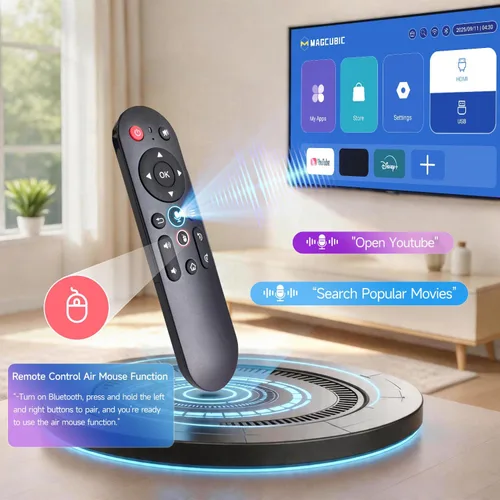 Vista 5 de Mini proyector con Wifi 6 y Bluetooth 5.4, proyector portátil inteligente 4K, Android 14 y 400 ANSI, enfoque automático y Keystone, proyector