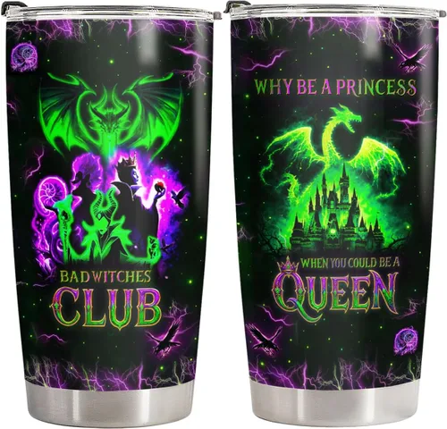 Vista 34 de 34HD Witch Queen 20 oz Tumbler Gothic Villain Dark Rose Gifts for Women Backwiches queen