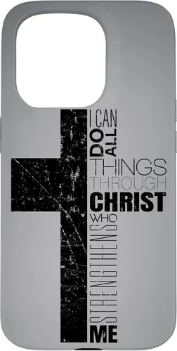 Vista 13 de iPhone XS Max Negro Cristiano Cruz Religiosa Biblia Verso Filipenses 4 13 Caso