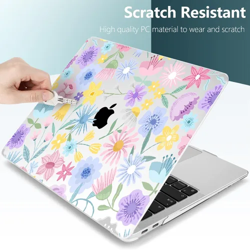 Vista 60 de TWOLSKOO Funda para MacBook Air de 13,3 pulgadas (versión antigua 2018-2021, modelos: M1 A2337, A2179, A1932) - Carcasa rígida con protector de Flor
