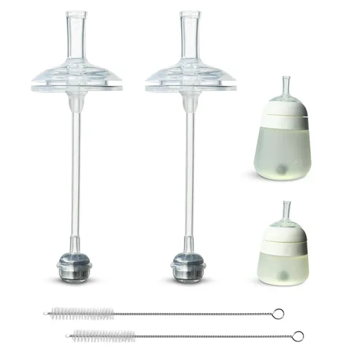 Vista 7 de Kit de conversión de vasos para biberones Nanobébé Flexy de silicona, 2 unidades, pezones de silicona suave de grado alimenticio y popote