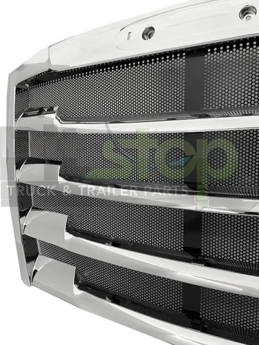 Vista 3 de Parrilla cromada compatible con Freightliner Cascadia 2018-2024 con emblema y pantalla de insectos