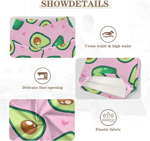 Vista 3 de JUNZAN Healthy Food Avocado Print Leg Yoga Pants High Waist Loose Yoga Pants for Relax Sports S