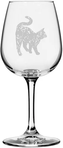 Vista 164 de Copa de vino de 12.75 onzas con temática de gato abisinio grabada para todo uso